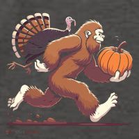 Bigfoot Sasquatch With Turkey And Pumpkin For Thanksgiving Vector Backpack
