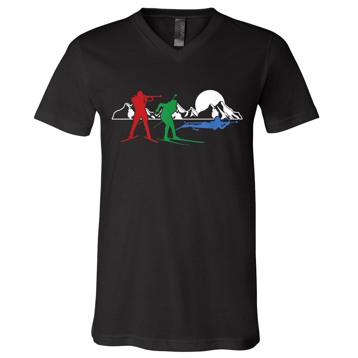 Biathlon Ski Winter Sports Cross Country Skiing Snow V-Neck T-Shirt