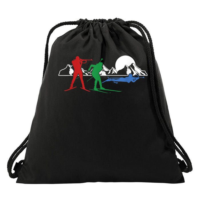 Biathlon Ski Winter Sports Cross Country Skiing Snow Drawstring Bag