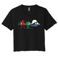 Biathlon Ski Winter Sports Cross Country Skiing Snow Women's Crop Top Tee