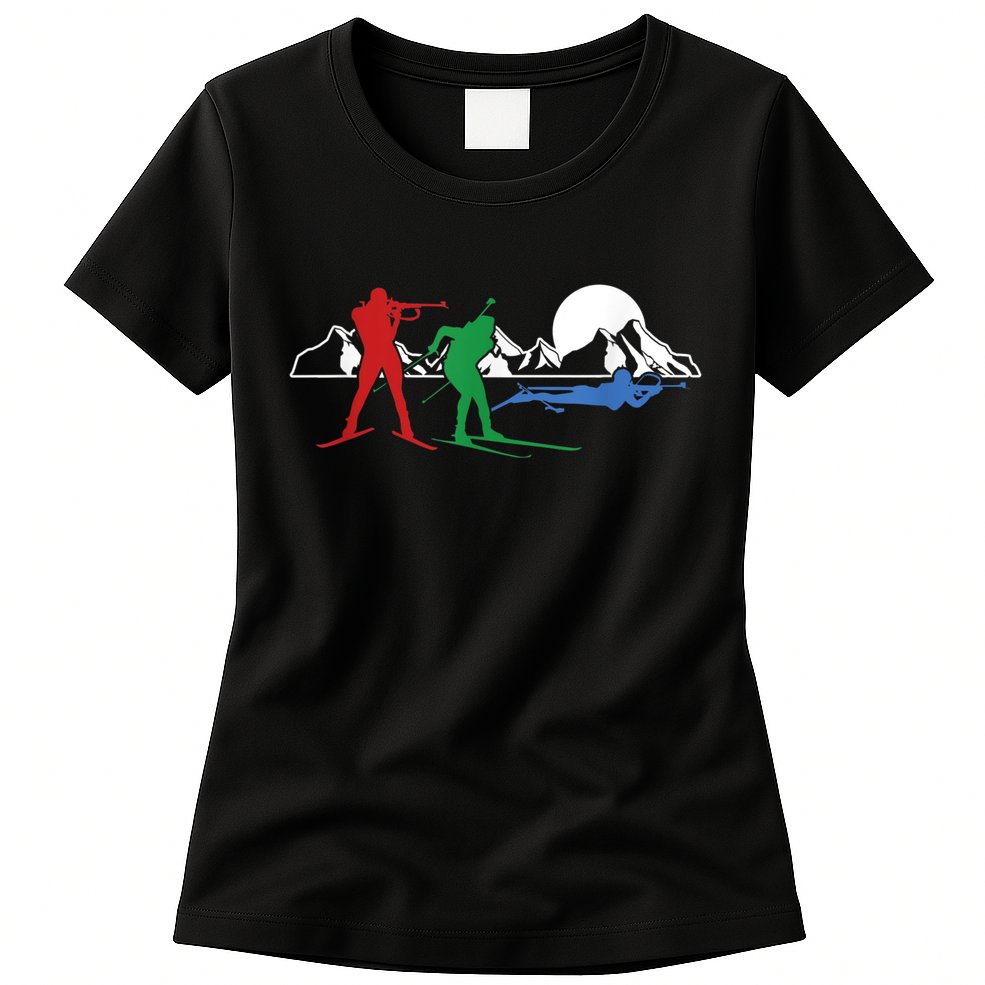 Biathlon Ski Winter Sports Cross Country Skiing Snow Womens T-Shirt