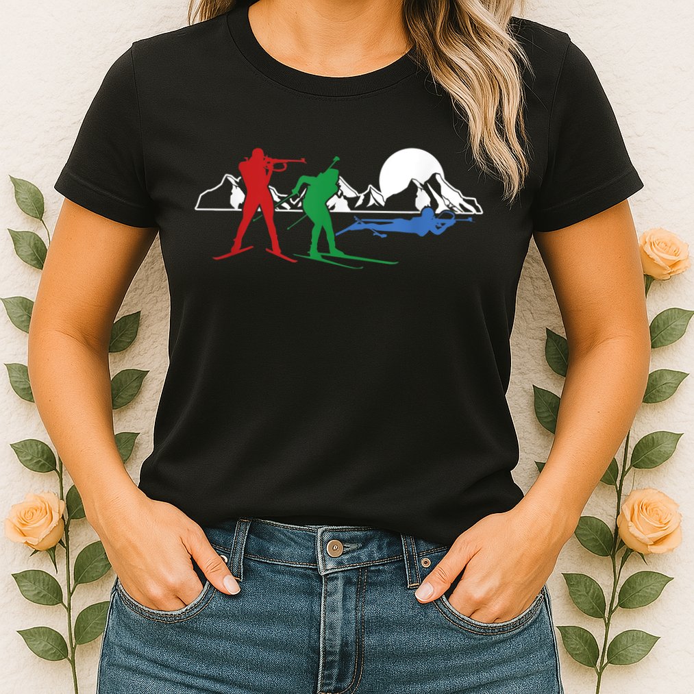 Biathlon Ski Winter Sports Cross Country Skiing Snow Womens T-Shirt