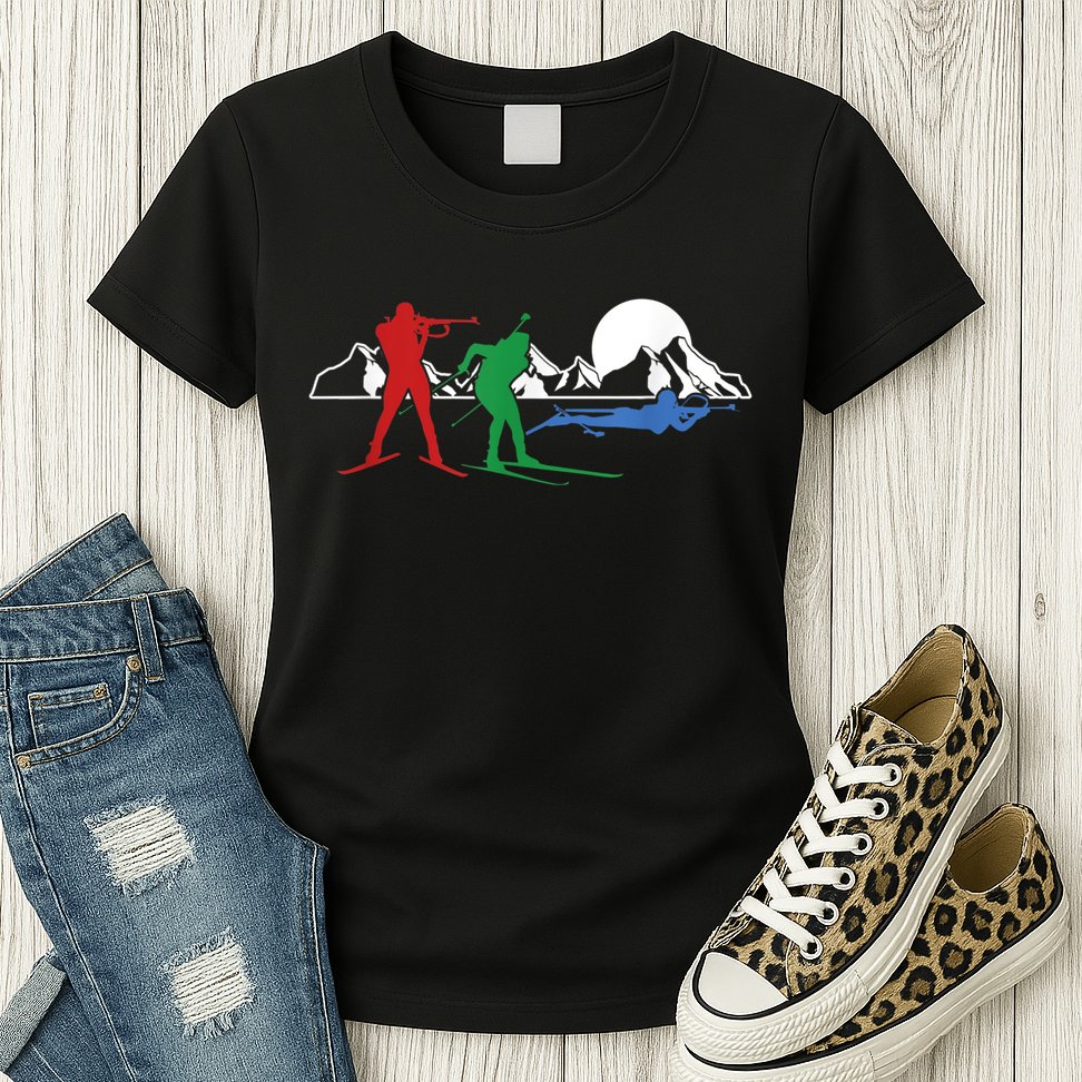 Biathlon Ski Winter Sports Cross Country Skiing Snow Womens T-Shirt
