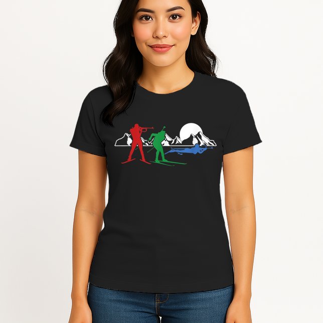 Biathlon Ski Winter Sports Cross Country Skiing Snow Womens T-Shirt