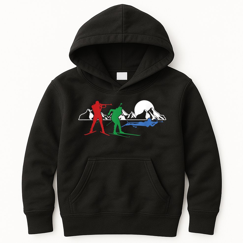 Biathlon Ski Winter Sports Cross Country Skiing Snow Kids Hoodie