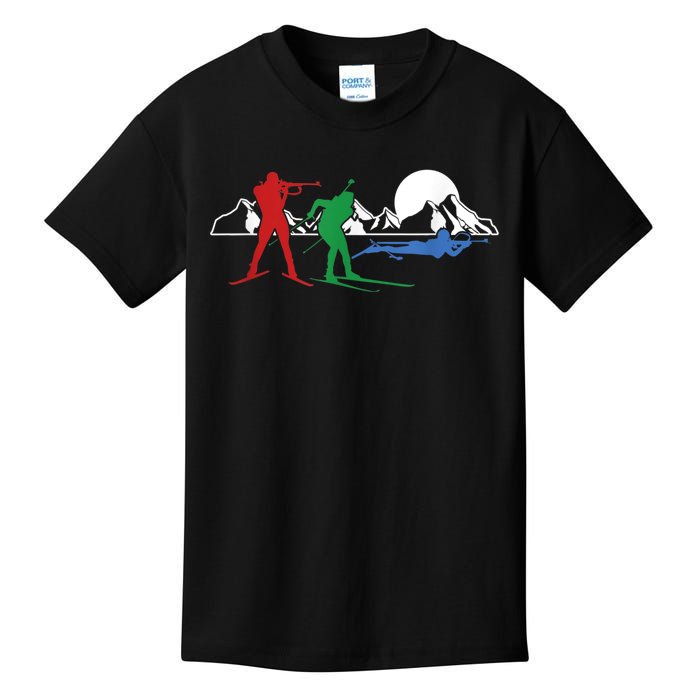 Biathlon Ski Winter Sports Cross Country Skiing Snow Kids T-Shirt