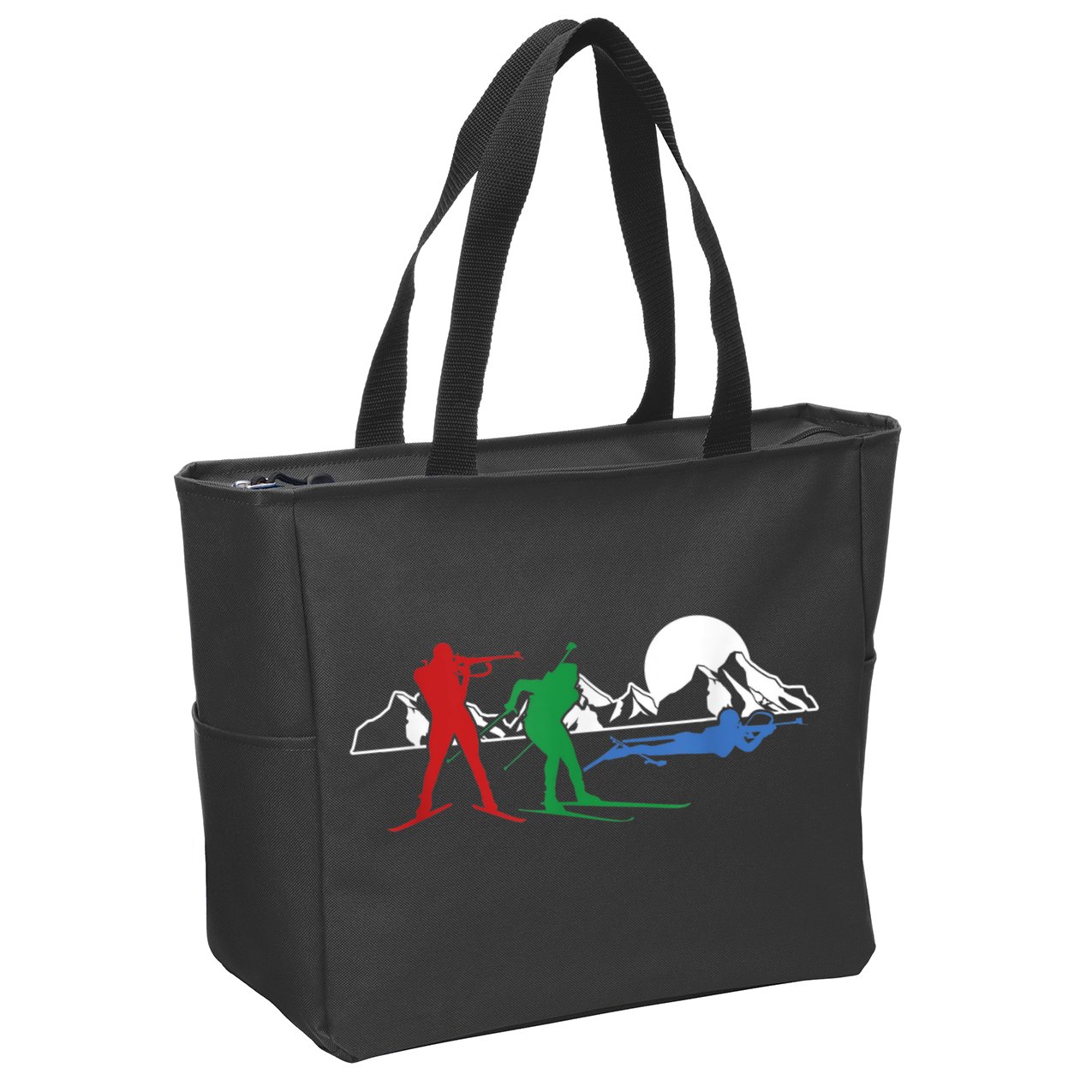 Biathlon Ski Winter Sports Cross Country Skiing Snow Zip Tote Bag