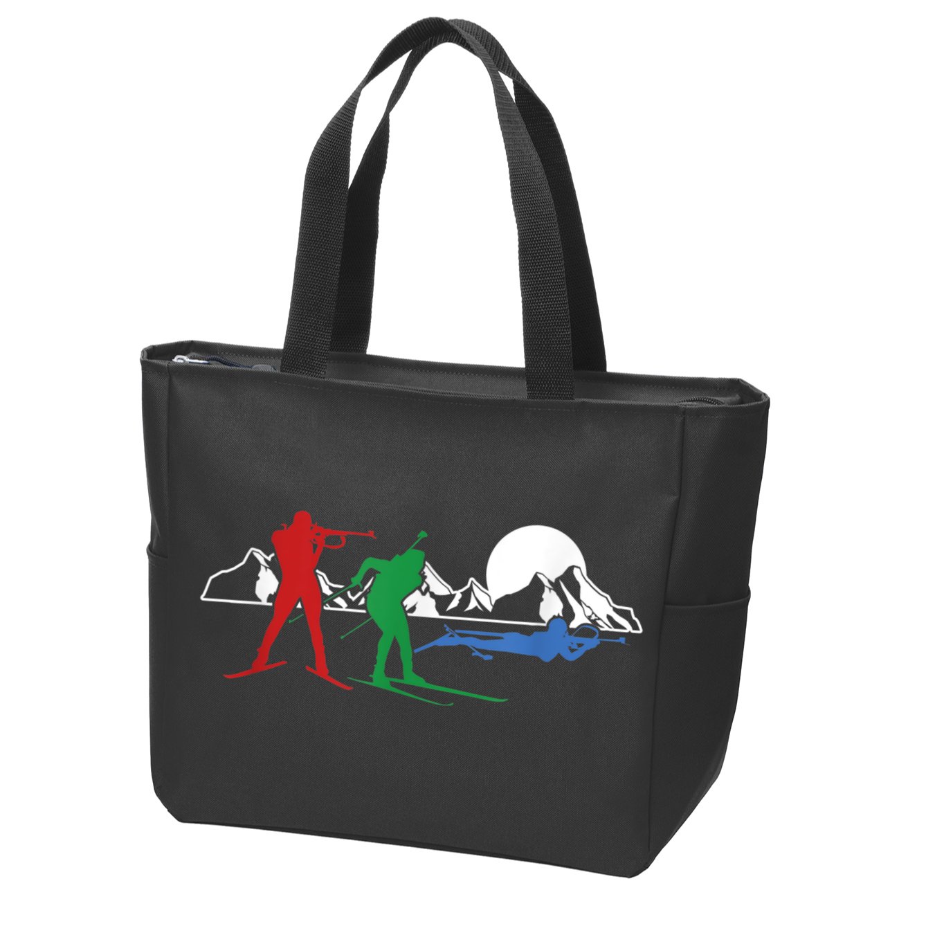 Biathlon Ski Winter Sports Cross Country Skiing Snow Zip Tote Bag