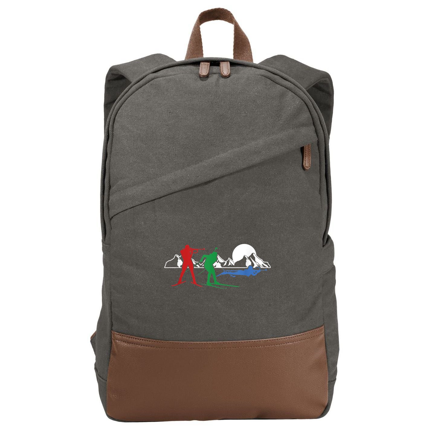 Biathlon Ski Winter Sports Cross Country Skiing Snow Cotton Canvas Backpack