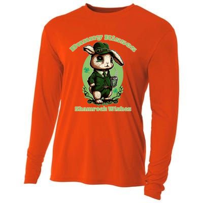 Bunny Shamrock Wishes Gift St Patricks Day Bunny Easter Gift Cooling Performance Long Sleeve Crew