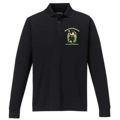 Bunny Shamrock Wishes Gift St Patricks Day Bunny Easter Gift Performance Long Sleeve Polo