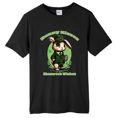 Bunny Shamrock Wishes Gift St Patricks Day Bunny Easter Gift Tall Fusion ChromaSoft Performance T-Shirt