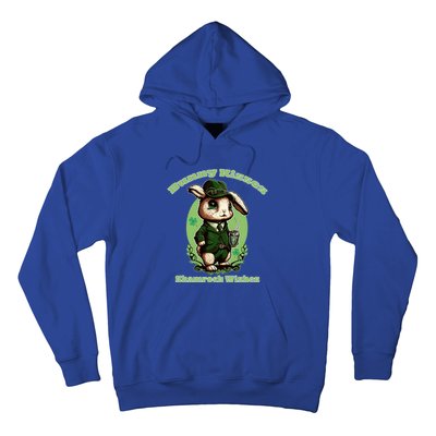 Bunny Shamrock Wishes Gift St Patricks Day Bunny Easter Gift Hoodie