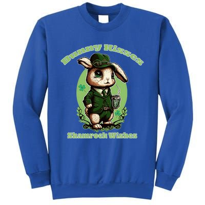 Bunny Shamrock Wishes Gift St Patricks Day Bunny Easter Gift Sweatshirt