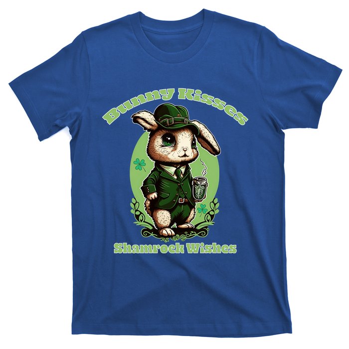 Bunny Shamrock Wishes Gift St Patricks Day Bunny Easter Gift T-Shirt