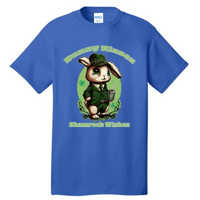 Bunny Shamrock Wishes Gift St Patricks Day Bunny Easter Gift Tall T-Shirt