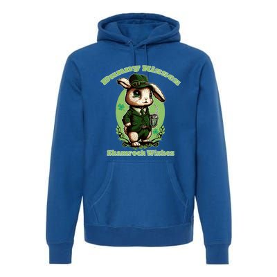 Bunny Shamrock Wishes Gift St Patricks Day Bunny Easter Gift Premium Hoodie