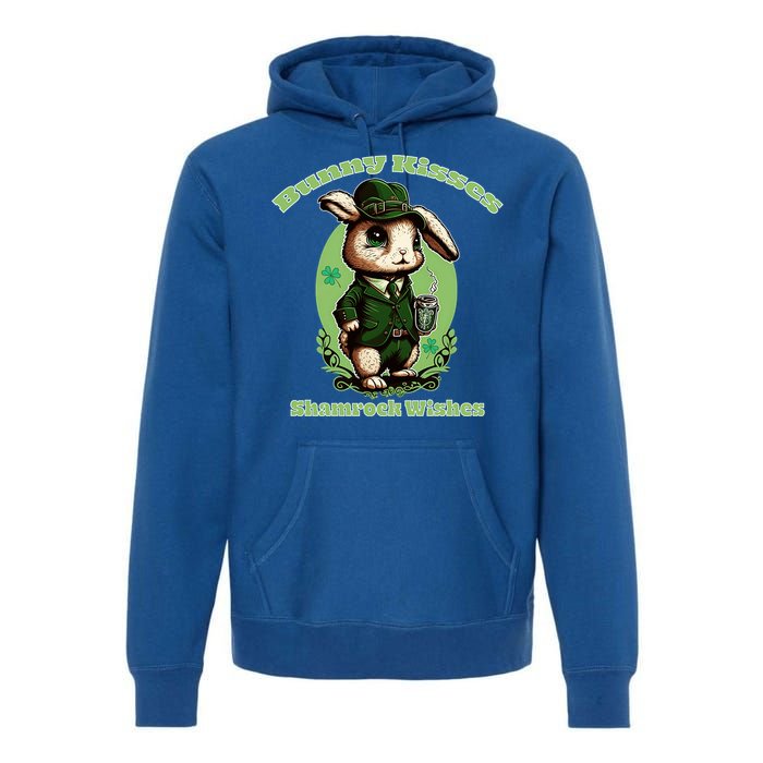 Bunny Shamrock Wishes Gift St Patricks Day Bunny Easter Gift Premium Hoodie