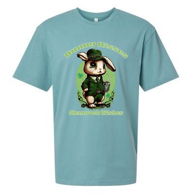 Bunny Shamrock Wishes Gift St Patricks Day Bunny Easter Gift Sueded Cloud Jersey T-Shirt