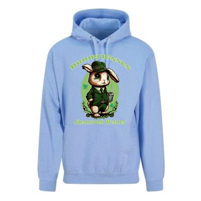 Bunny Shamrock Wishes Gift St Patricks Day Bunny Easter Gift Unisex Surf Hoodie