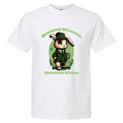 Bunny Shamrock Wishes Gift St Patricks Day Bunny Easter Gift Garment-Dyed Heavyweight T-Shirt