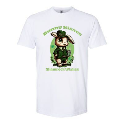 Bunny Shamrock Wishes Gift St Patricks Day Bunny Easter Gift Softstyle CVC T-Shirt