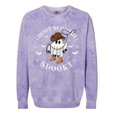 Bootscooting Spooky Western Cow Ghost Halloween Season Colorblast Crewneck Sweatshirt