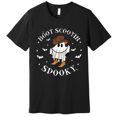 Bootscooting Spooky Western Cow Ghost Halloween Season Premium T-Shirt