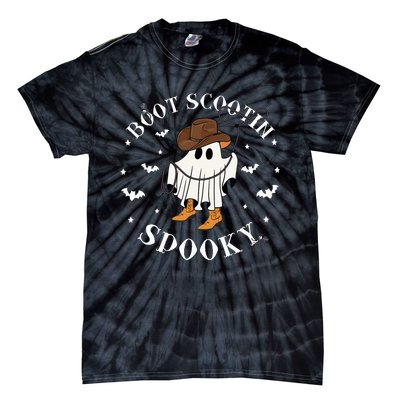 Bootscooting Spooky Western Cow Ghost Halloween Season Tie-Dye T-Shirt