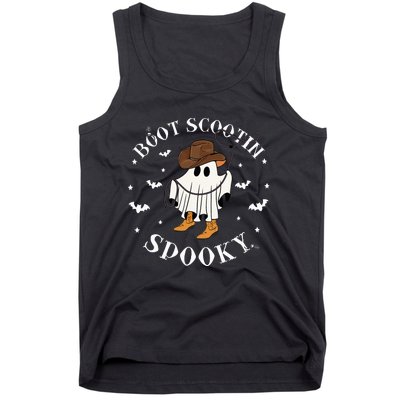 Bootscooting Spooky Western Cow Ghost Halloween Season Tank Top