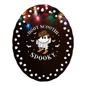 Bootscooting Spooky Western Cow Ghost Halloween Season Ceramic Oval Ornament