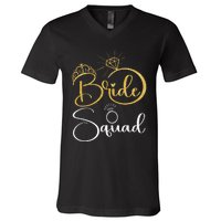 Bride Squad Wedding Bridal Shower Matching Family Team V-Neck T-Shirt