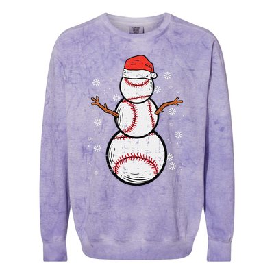 Baseball Snowman Xmas Christmas Sports Funny Funny Colorblast Crewneck Sweatshirt