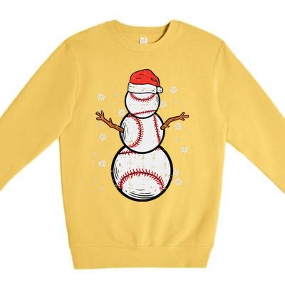 Baseball Snowman Xmas Christmas Sports Funny Funny Premium Crewneck Sweatshirt