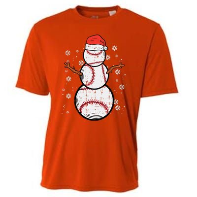 Baseball Snowman Xmas Christmas Sports Funny Funny Cooling Performance Crew T-Shirt