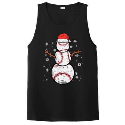 Baseball Snowman Xmas Christmas Sports Funny Funny PosiCharge Competitor Tank