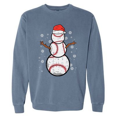 Baseball Snowman Xmas Christmas Sports Funny Funny Garment-Dyed Sweatshirt