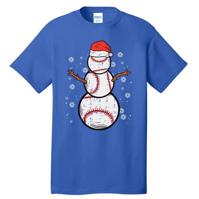 Baseball Snowman Xmas Christmas Sports Funny Funny Tall T-Shirt