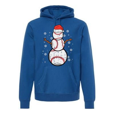 Baseball Snowman Xmas Christmas Sports Funny Funny Premium Hoodie