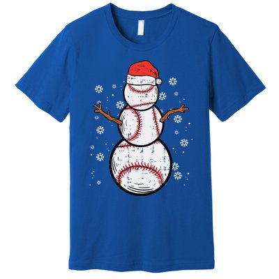 Baseball Snowman Xmas Christmas Sports Funny Funny Premium T-Shirt