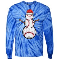 Baseball Snowman Xmas Christmas Sports Funny Funny Tie-Dye Long Sleeve Shirt