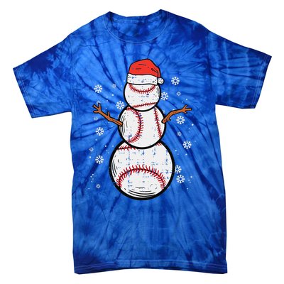 Baseball Snowman Xmas Christmas Sports Funny Funny Tie-Dye T-Shirt