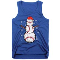 Baseball Snowman Xmas Christmas Sports Funny Funny Tank Top