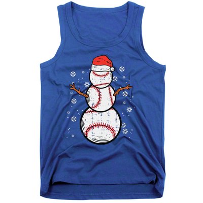 Baseball Snowman Xmas Christmas Sports Funny Funny Tank Top