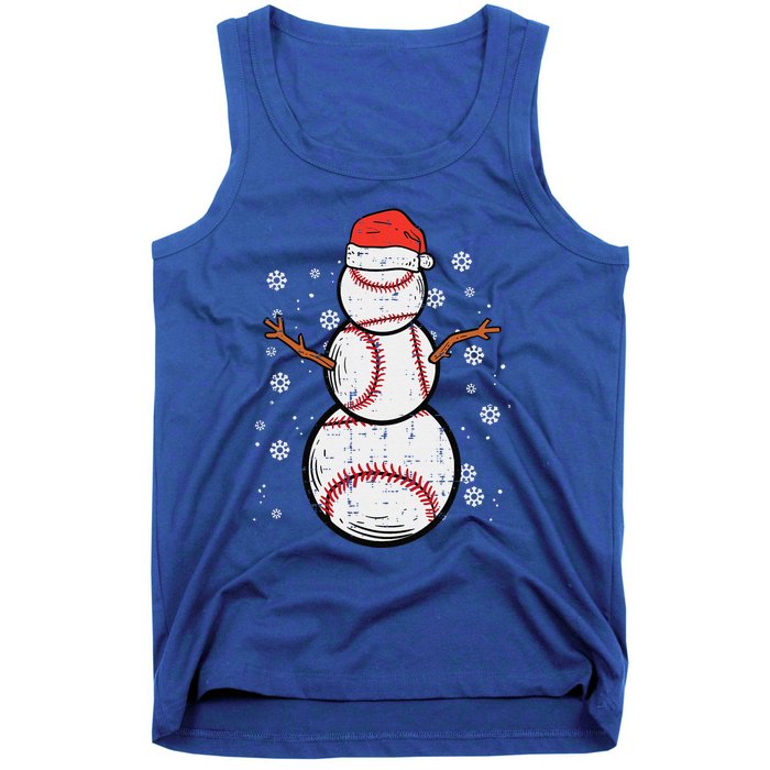 Baseball Snowman Xmas Christmas Sports Funny Funny Tank Top