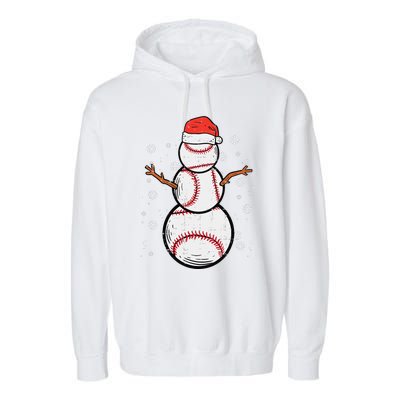 Baseball Snowman Xmas Christmas Sports Funny Funny Garment-Dyed Fleece Hoodie