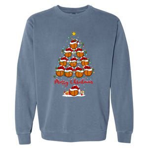 Basketball Sports Xmas Lighting Basketball Christmas Tree Gift Garment-Dyed Sweatshirt