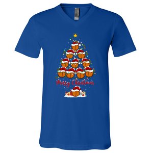 Basketball Sports Xmas Lighting Basketball Christmas Tree Gift V-Neck T-Shirt