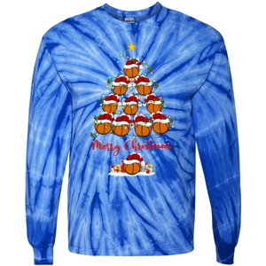 Basketball Sports Xmas Lighting Basketball Christmas Tree Gift Tie-Dye Long Sleeve Shirt