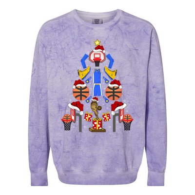 Basketball Sports Xmas Lighting Tree Basketball Christmas Cool Gift Colorblast Crewneck Sweatshirt